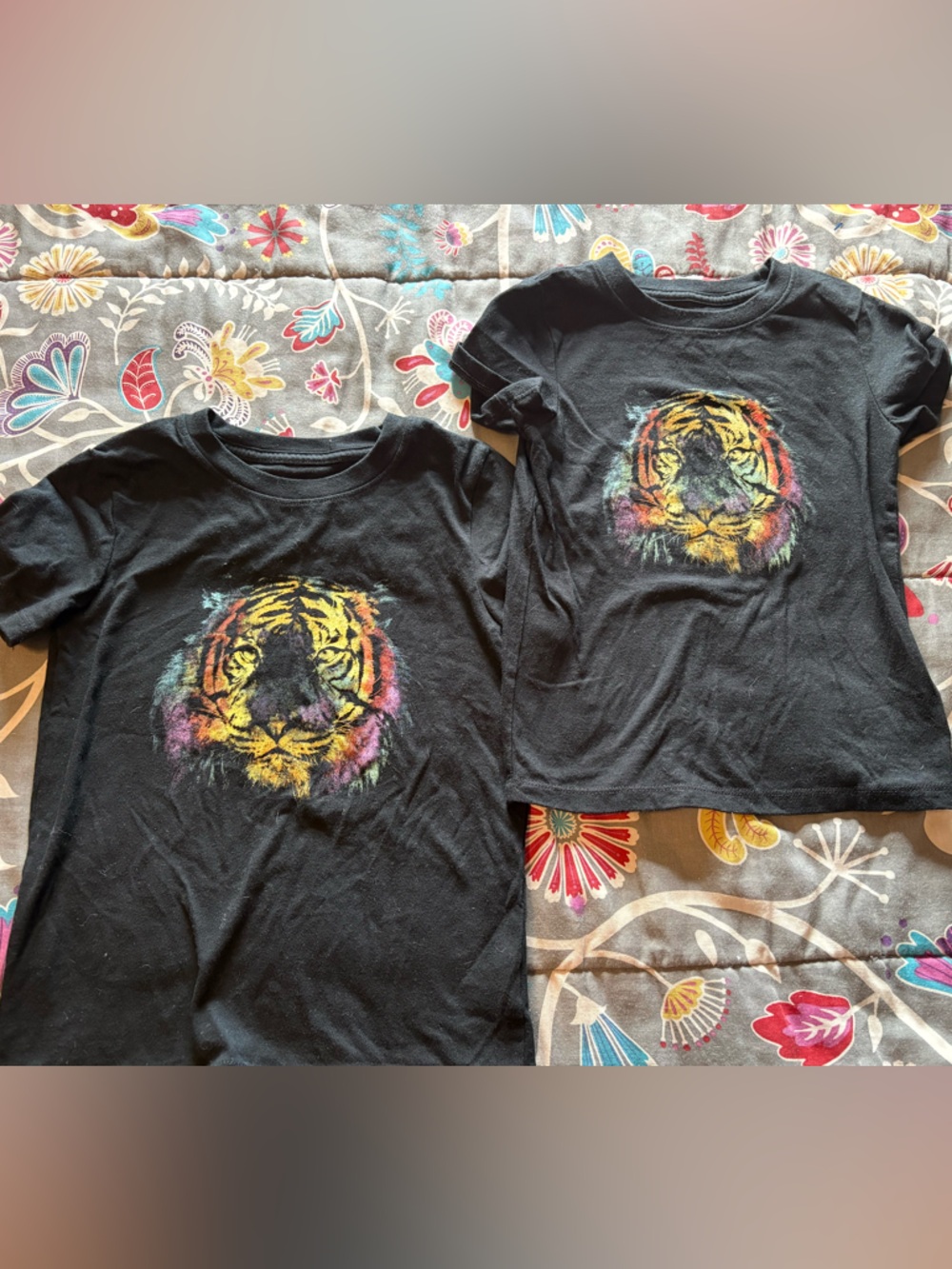 Cat & Jack Black Tee with Colorful Tiger Face